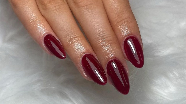 Dark red nails