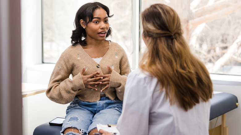 Talking to doctor