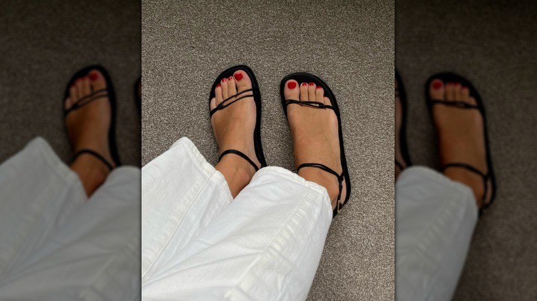 Barely there black sandals