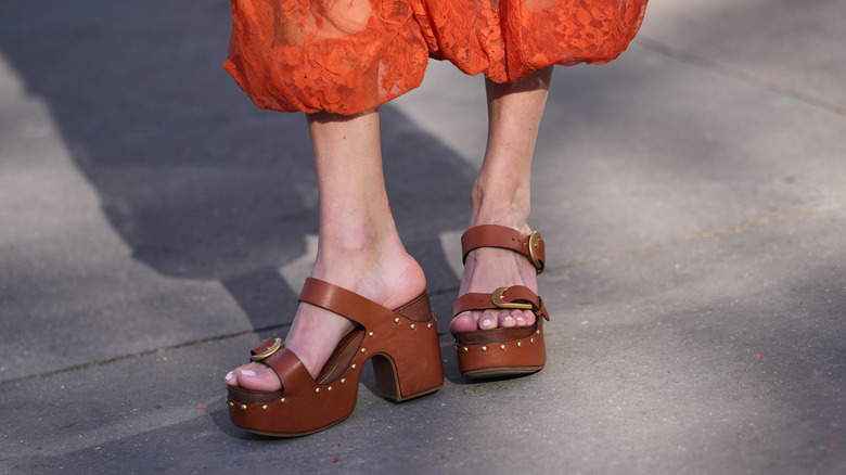 Brown platform sandals