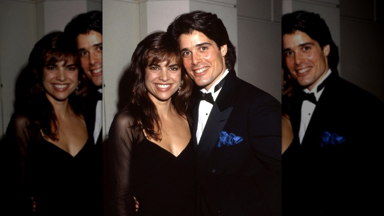 Lisa Rinna and Peter Barton posing for a photo at an event in 1989 in Los Angeles