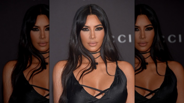 Kim Kardashian wearing black on the red carpet