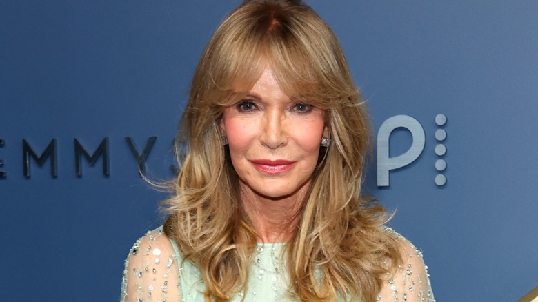 Jaclyn Smith with a slight smile posing on the red carpet at the 2026 Emmys