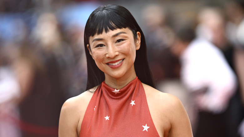 Greta Lee attends the "Toy Story 5" UK launch event at Odeon Luxe Leicester Square on May 28, 2026