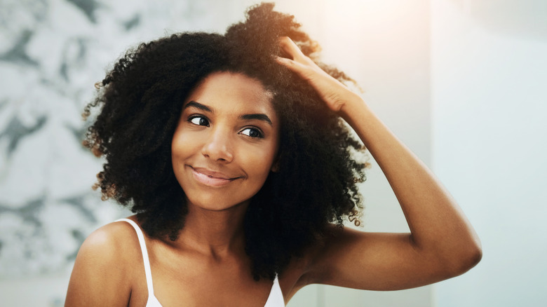 Woman with curly hair