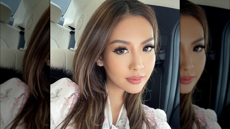 Woman with glossy lips