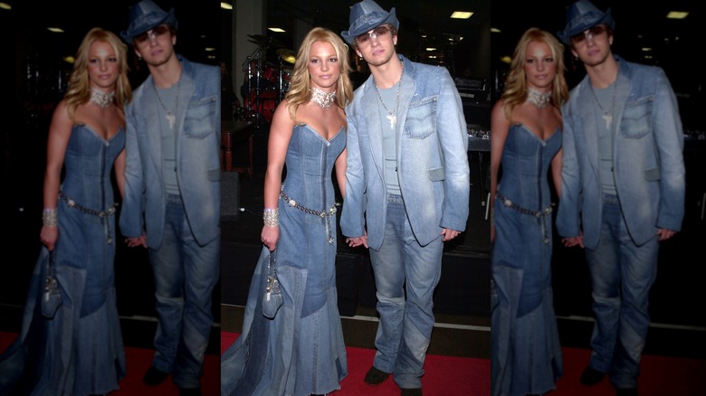 Britney Spears and Justin Timberlake in matching denim outfits in 2001