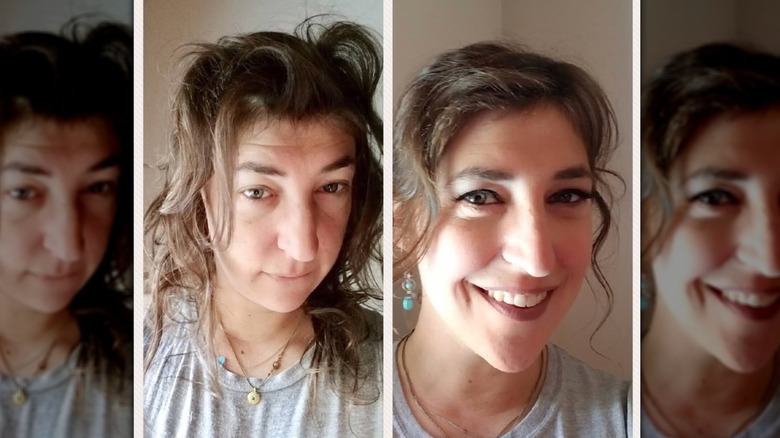 Mayim Bialik with her hyperbaric oxygen
