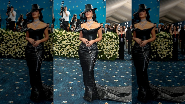 Kim Kardashian in a black outfit at the 2025 Met Gala