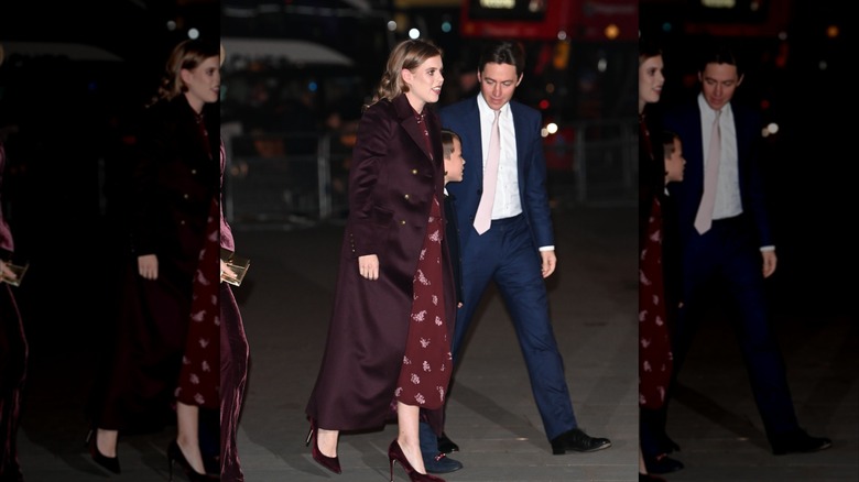 Beatrice wears burgundy at Christmas in London