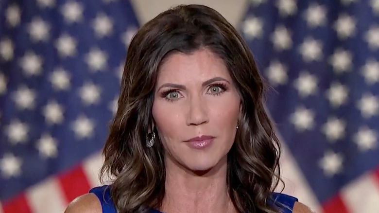 Kristi Noem addresses the virtual 2020 Republican National Convention in August 2020