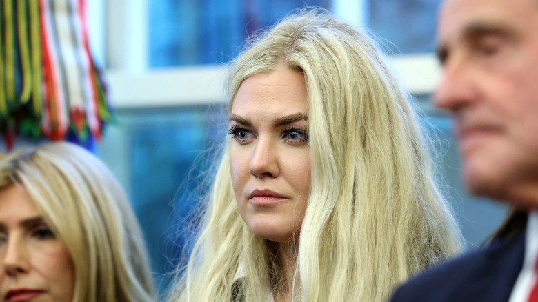 Erika Kirk at the White House with her hair in her face