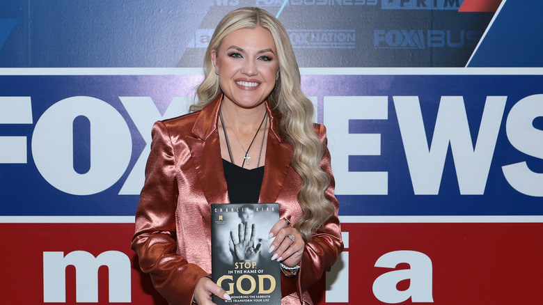 Erika Kirk on Fox News in a bronze blazer