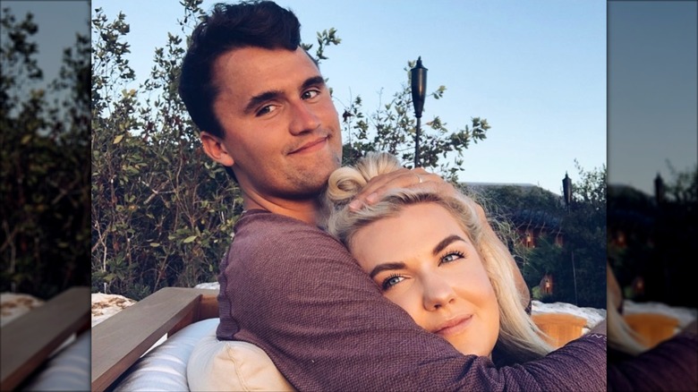 Erika and Charlie Kirk in a photo together