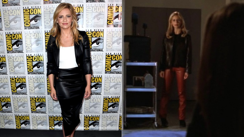 Split image of Sarah Michelle Gellar at Comic-Con San Diego and in "Buffy the Vampire Slayer"