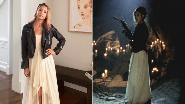 Sarah Michelle Gellar wearing iconic white "Buffy the Vampire Slayer" dress