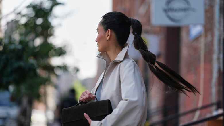 Woman with bubble ponytail