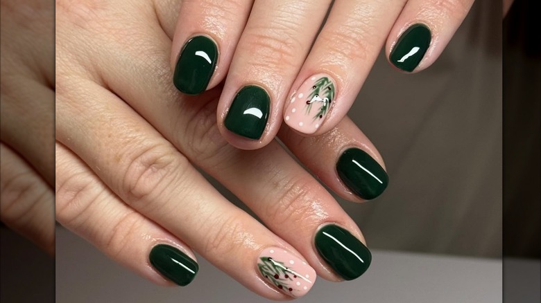 Dark green nail polish