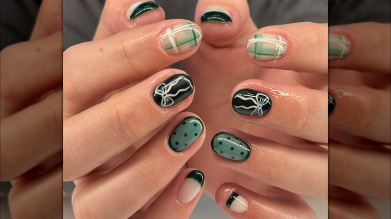 Black and green nail polish