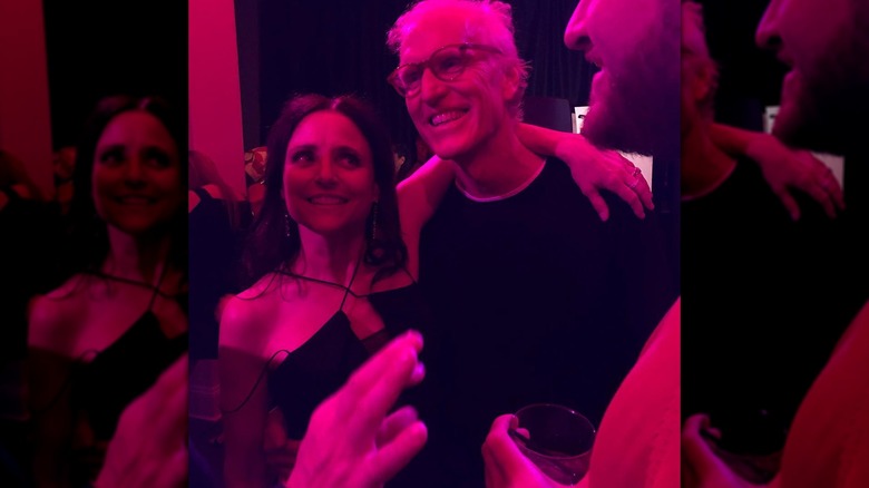 Brad Hall and Julia Louis-Dreyfus in conversation during production season for VEEP