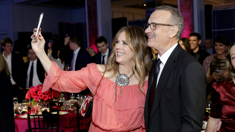 Tom Hanks and Rita Wilson taking a selfie