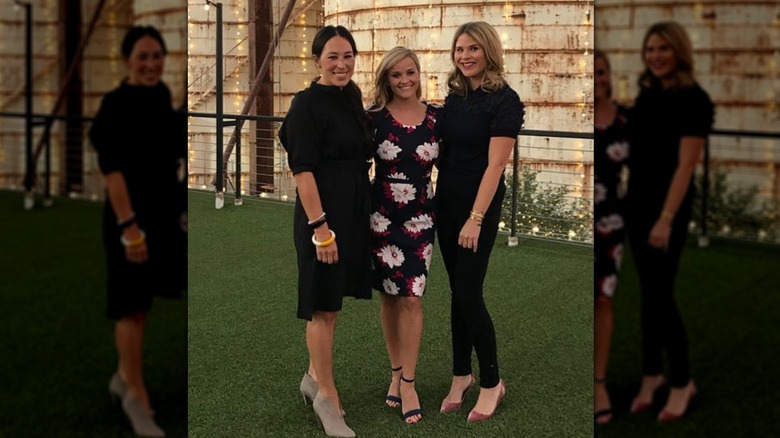 Joanna Gaines with Reese Witherspoon and Jenna Bush in Waco