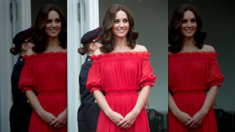 Kate Middleton in red dress in Berlin July 2017