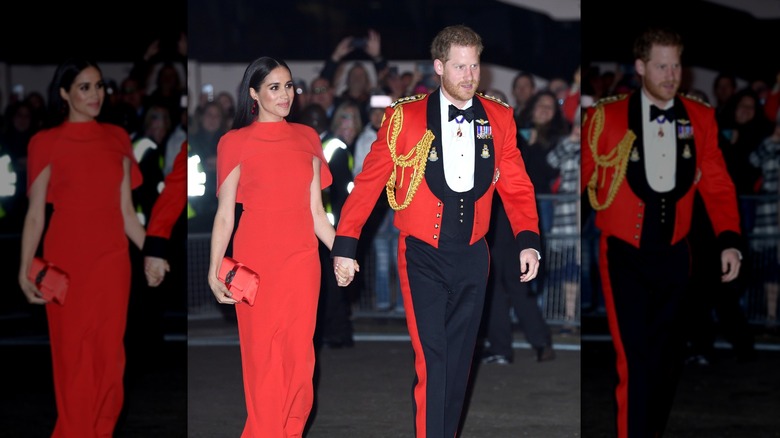 Harry and Meghan all in red at Mountbatten Festival of Music in 2020.