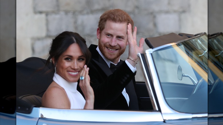Meghan and Harry wear matching black tie outfit