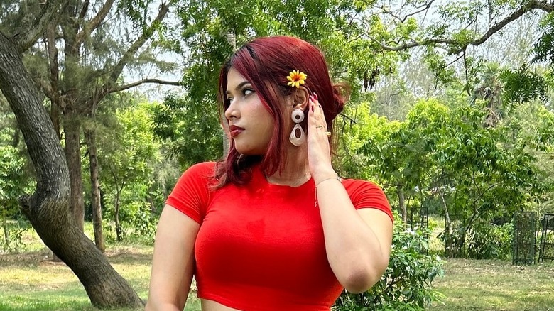 Woman with flower in her hair