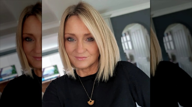 A woman with a straight bob