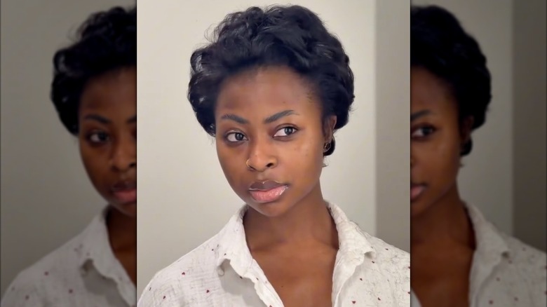 A woman with a Bixie haircut