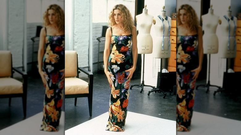 Carrie Bradshaw wearing floral Dolce & Gabbana