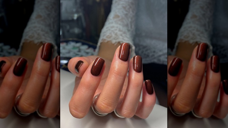 Chocolate brown nails
