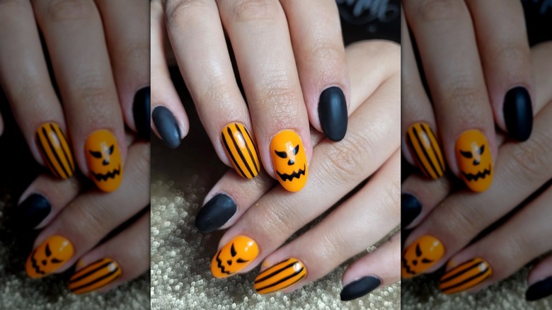 Jack-o-lantern manicure