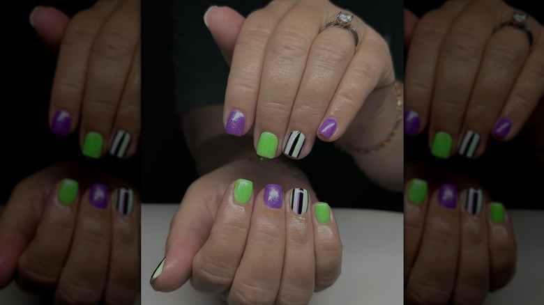 Beetlejuice inspired manicure