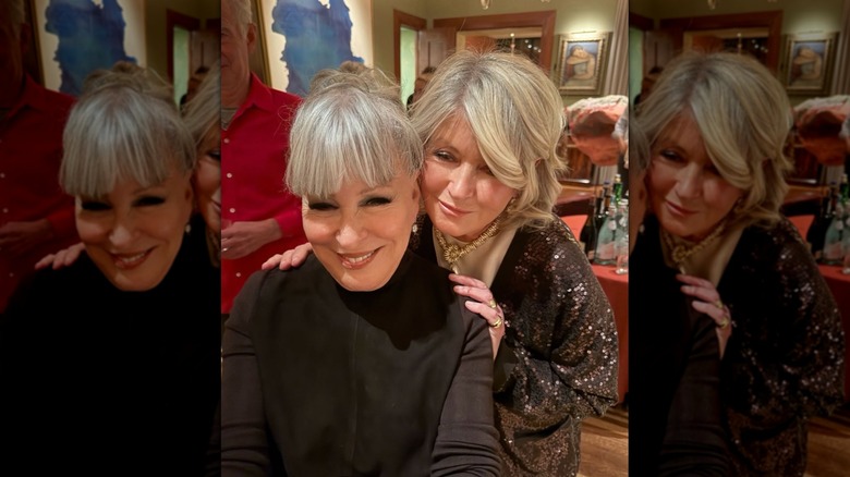 Martha Stewart posing for a selfie with Bette Midler