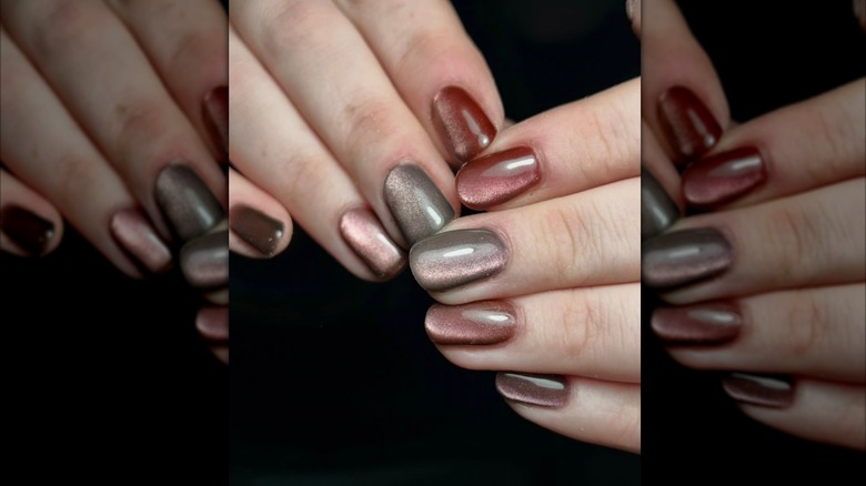 shimmery champagny nails