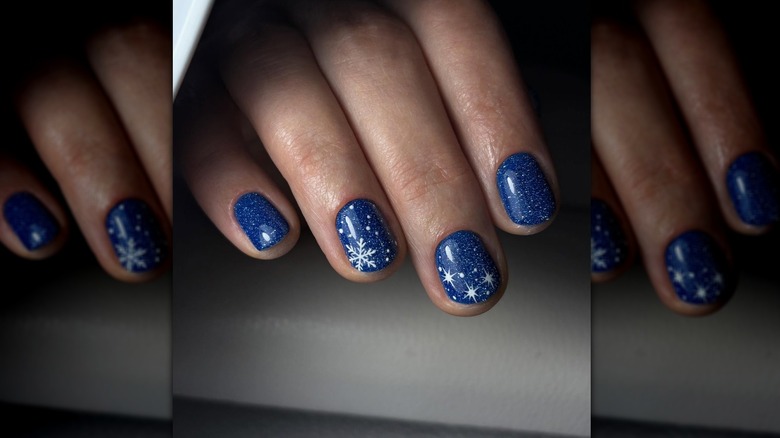 blue snowy nails