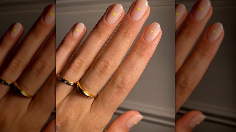 yellow heart nails