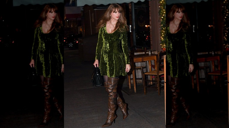 Taylor Swift seen in New York City heading to dinner with friends in January 2024
