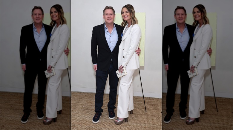 Michael Feldman and Savannah Guthrie attend the "Mostly What God Does" book presentation in February 2024