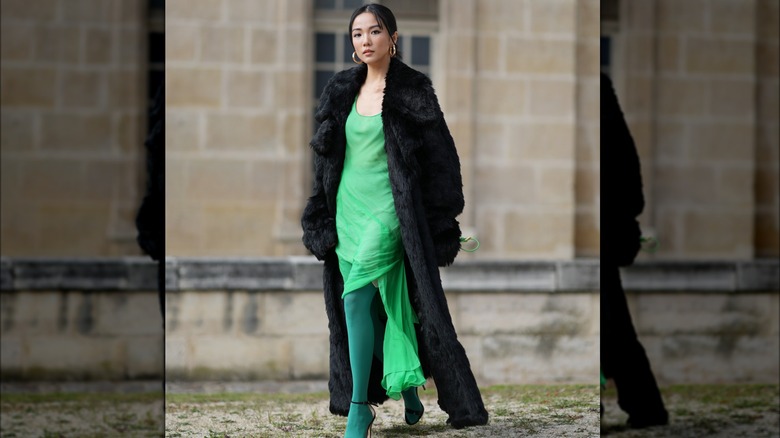 Green and black coat sales