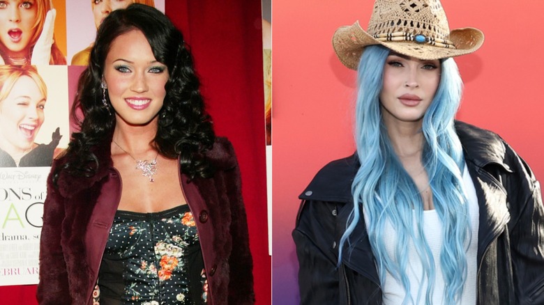 Megan Fox in 2004 and in 2024, side by side photos