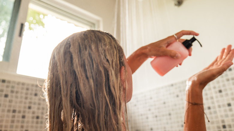 woman washing hair