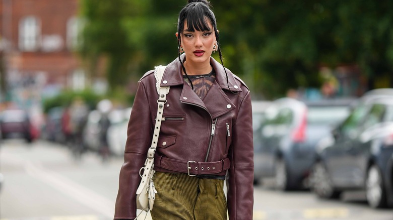 Maroon leather jacket