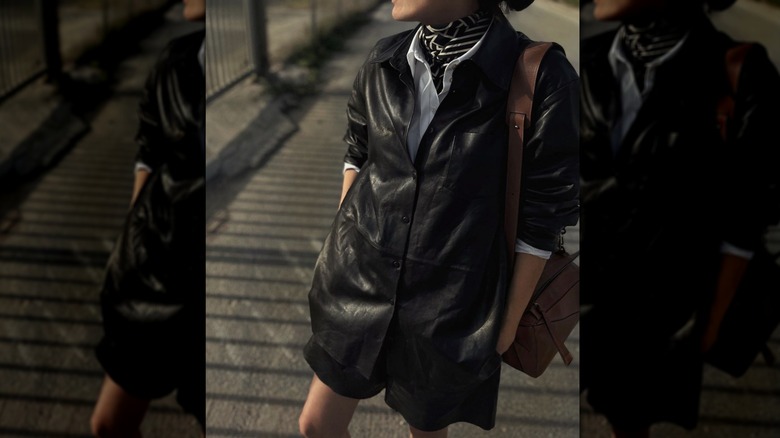 Leather shacket