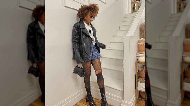 Oversized leather jacket