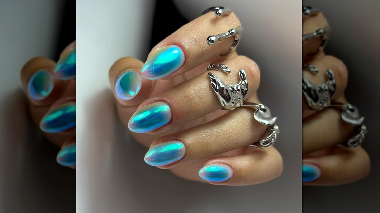 Aura chrome nails