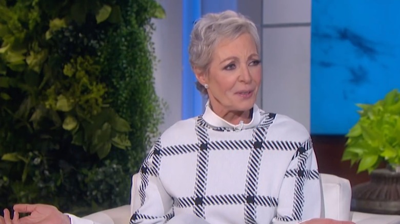 Allison Janney on the Ellen Show in 2021 with grey hair